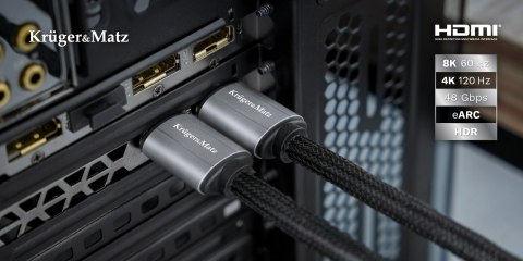 Krüger&Matz KM1266 - kabel HDMI-HDMI 2.1, 8K 60 Hz / 4K 120 Hz, 48 Gb/s, eARC, 3 m