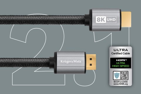 Krüger&Matz KM1266 - kabel HDMI-HDMI 2.1, 8K 60 Hz / 4K 120 Hz, 48 Gb/s, eARC, 3 m