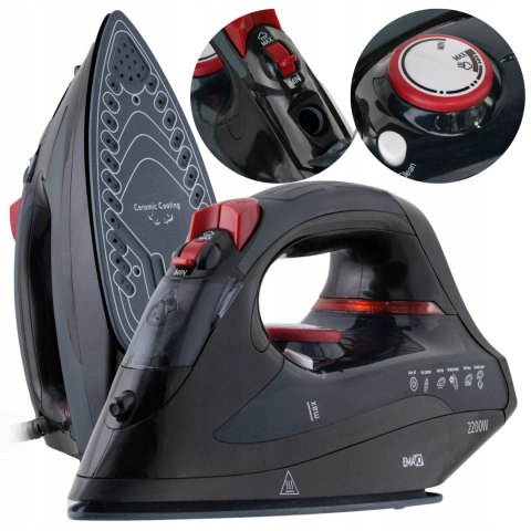 Żelazko Parowe Ceramiczne 2200W 9W1 Anti Calc Drip Auto Stop
