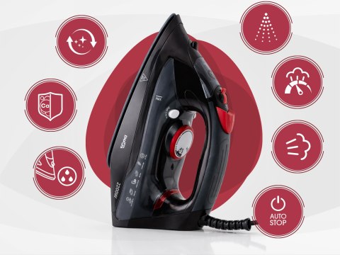 Żelazko Parowe Ceramiczne 2200W 9W1 Anti Calc Drip Auto Stop