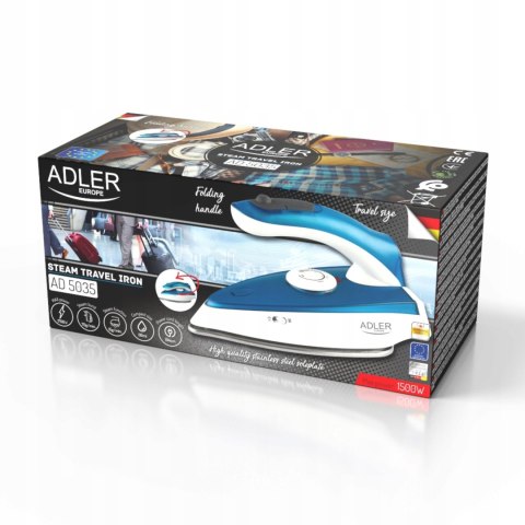Żelazko Turystyczne Adler 1700W Parowe Składane Steel Sole Compact Pro