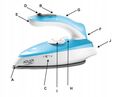 Żelazko Turystyczne Adler 1700W Parowe Składane Steel Sole Compact Pro