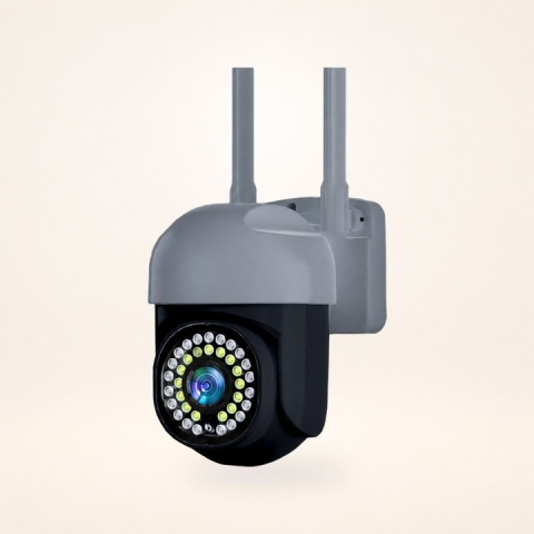 Zewnętrzna Kamera Wifi Obrotowa 4Mpx Tuya Smart Bezprzewodowa Szara Czarna