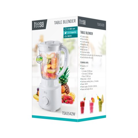 Blender kielichowy Teesa TSA3542W, 500 W, 1,5 l, biały, 2 prędkości i tryb pulsacyjny