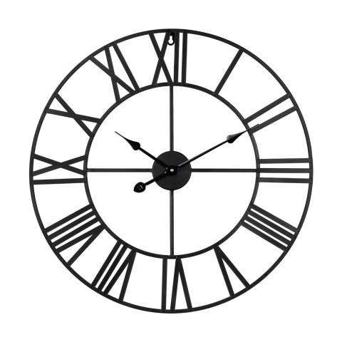 Duży zegar ścienny Teesa TSA0039, metalowy, 60 cm, cyfry rzymskie, mechanizm kwarcowy, bateria AA