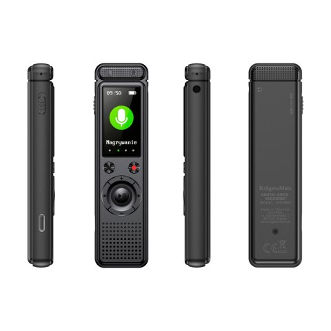 Dyktafon cyfrowy Krüger&Matz KM0950, 8 GB, MP3/WAV, USB-C, aktywacja głosowa i do 50 h pracy