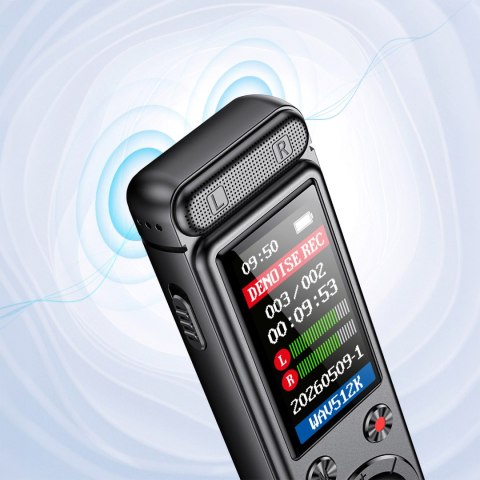 Dyktafon cyfrowy Krüger&Matz KM0950, 8 GB, MP3/WAV, USB-C, aktywacja głosowa i do 50 h pracy