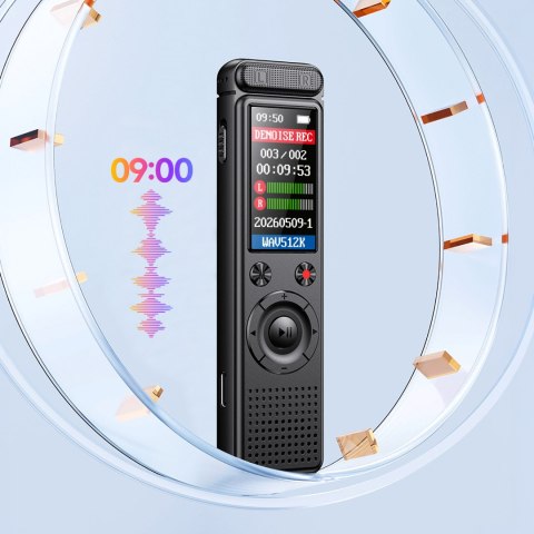 Dyktafon cyfrowy Krüger&Matz KM0950, 8 GB, MP3/WAV, USB-C, aktywacja głosowa i do 50 h pracy