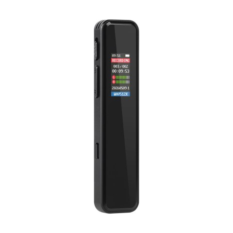 Dyktafon cyfrowy Krüger&Matz KM0951, 8 GB, MP3/WAV, USB-C, aktywacja głosowa i wyświetlacz LCD