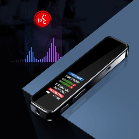 Dyktafon cyfrowy Krüger&Matz KM0951, 8 GB, MP3/WAV, USB-C, aktywacja głosowa i wyświetlacz LCD