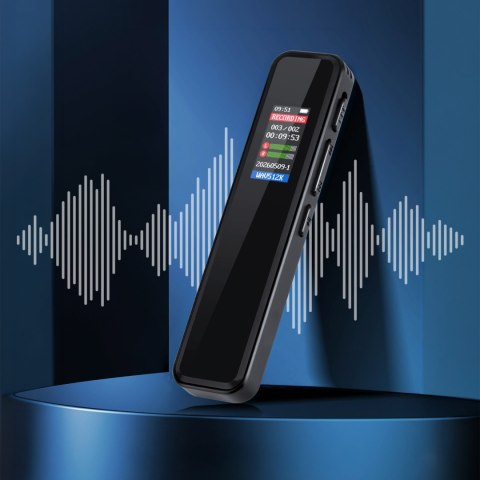 Dyktafon cyfrowy Krüger&Matz KM0951, 8 GB, MP3/WAV, USB-C, aktywacja głosowa i wyświetlacz LCD