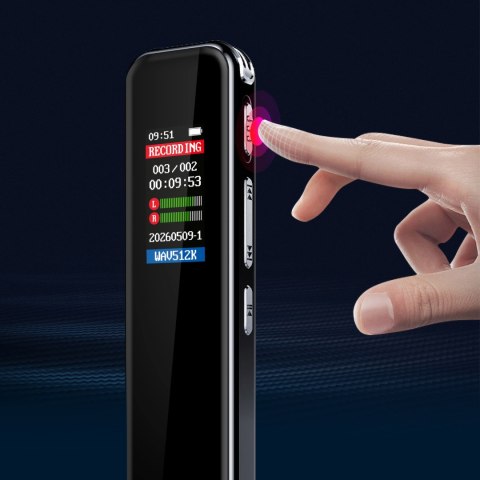 Dyktafon cyfrowy Krüger&Matz KM0951, 8 GB, MP3/WAV, USB-C, aktywacja głosowa i wyświetlacz LCD