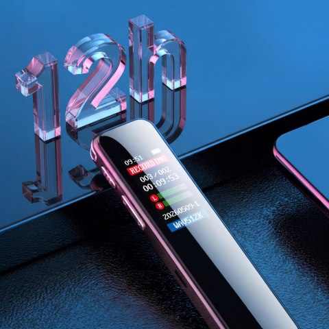 Dyktafon cyfrowy Krüger&Matz KM0951, 8 GB, MP3/WAV, USB-C, aktywacja głosowa i wyświetlacz LCD