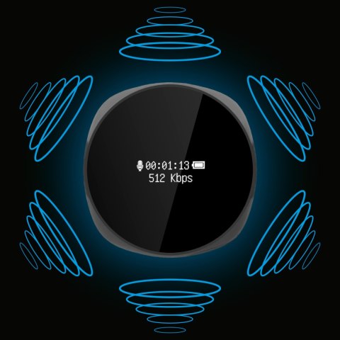 Dyktafon cyfrowy Krüger&Matz KM0952, 8 GB, WAV, OLED, aktywacja głosowa i pilot przewodowy