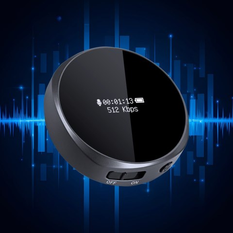 Dyktafon cyfrowy Krüger&Matz KM0952, 8 GB, WAV, OLED, aktywacja głosowa i pilot przewodowy