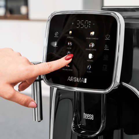 Ekspres automatyczny Teesa Aroma 750 TSA4012, stalowy młynek, 19 bar, 1,8 l, spieniacz mleka