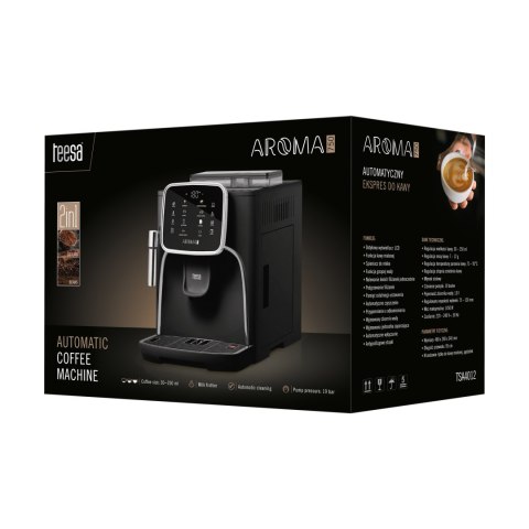 Ekspres automatyczny Teesa Aroma 750 TSA4012, stalowy młynek, 19 bar, 1,8 l, spieniacz mleka