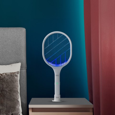 Elektryczna łapka i lampka na owady Teesa TSA0212 2w1, UV 395 nm, akumulator 1200 mAh, USB-C, biała