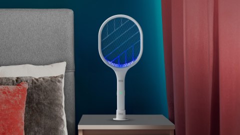 Elektryczna łapka i lampka na owady Teesa TSA0212 2w1, UV 395 nm, akumulator 1200 mAh, USB-C, biała