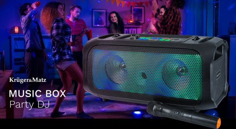 Głośnik Bluetooth Krüger&Matz Music Box Party DJ KM0560, 30 W, mikrofon bezprzewodowy, RGB i TWS