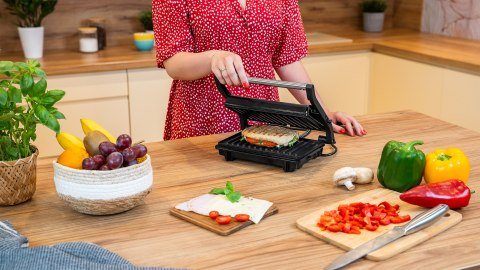 Grill elektryczny Teesa TSA3234, 1000 W, do panini, 3 pozycje grillowania, tacka ociekowa