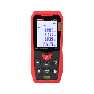 Laserowy dalmierz Uni-T LM50A — 50 m, LCD 2″, pomiar powierzchni i objętości