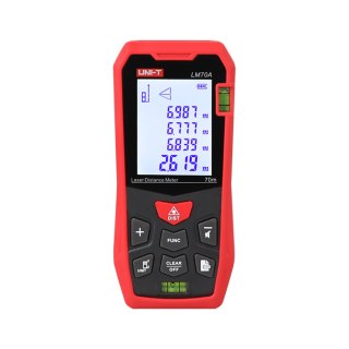 Laserowy dalmierz Uni-T LM70A — 70 m, LCD 2″, pomiar powierzchni i objętości