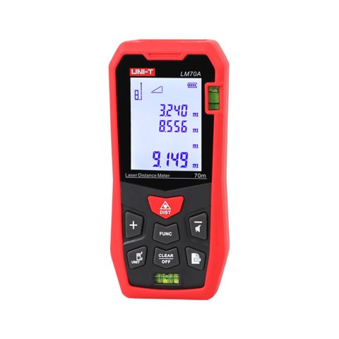 Laserowy dalmierz Uni-T LM70A — 70 m, LCD 2″, pomiar powierzchni i objętości
