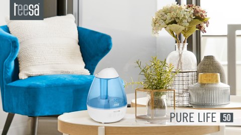 Nawilżacz ultradźwiękowy Teesa Pure Life 50 TSA8064, 2,2 l, 25 W, dyfuzor zapachowy, podświetlenie