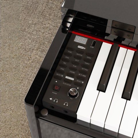 Pianino cyfrowe Krüger&Matz KMDP-135-BK, czarne, 88 klawiszy, 380 barw, 256 głosów i 3 pedały
