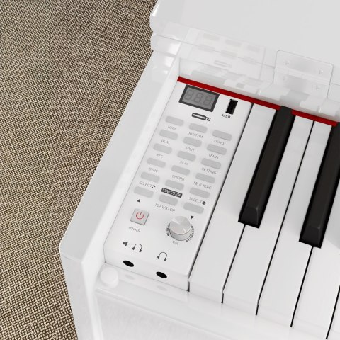 Pianino cyfrowe Krüger&Matz KMDP-135-WH, białe, 88 klawiszy, 380 barw, 256 głosów i 3 pedały