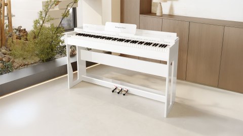Pianino cyfrowe Krüger&Matz KMDP-135-WH, białe, 88 klawiszy, 380 barw, 256 głosów i 3 pedały