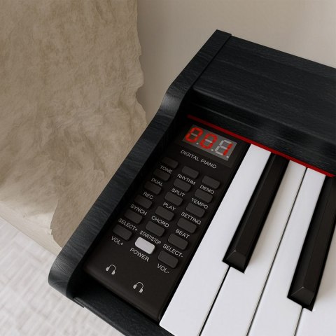 Pianino cyfrowe Krüger&Matz KMDP-45P-BK, czarne, z nogami podstawy, 88 klawiszy i 192 głosy