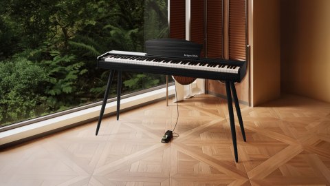 Pianino cyfrowe Krüger&Matz KMDP-45P-BK, czarne, z nogami podstawy, 88 klawiszy i 192 głosy