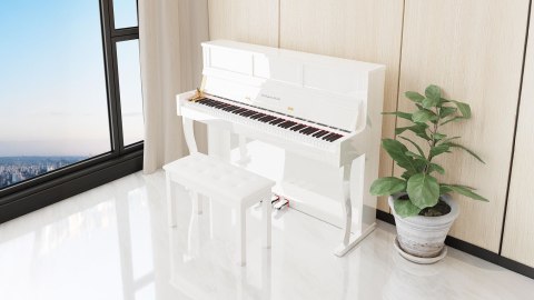 Pianino cyfrowe Krüger&Matz KMDP-755-WH, białe, 88 klawiszy, 256 głosów, 3 pedały i Bluetooth