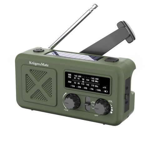 Radio solarne Krüger&Matz KM0835 AM/FM, powerbank 2000 mAh, dynamo, latarka i SOS