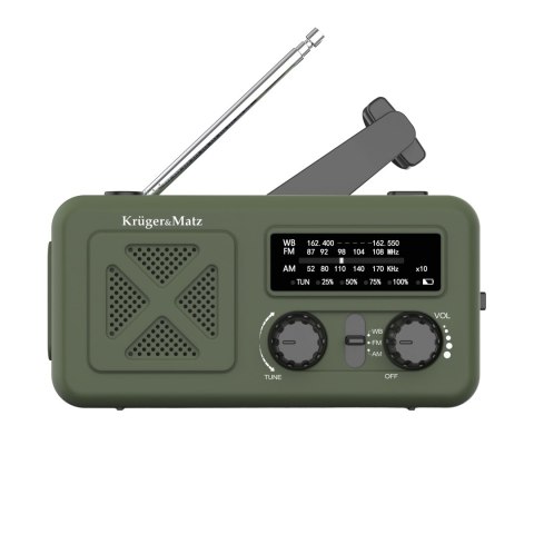 Radio solarne Krüger&Matz KM0835 AM/FM, powerbank 2000 mAh, dynamo, latarka i SOS