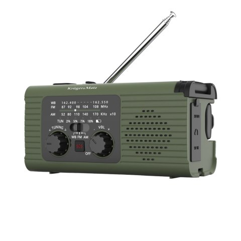 Radio solarne Krüger&Matz KM0836 AM/FM, powerbank 5000 mAh, dynamo, latarka, lampka i SOS