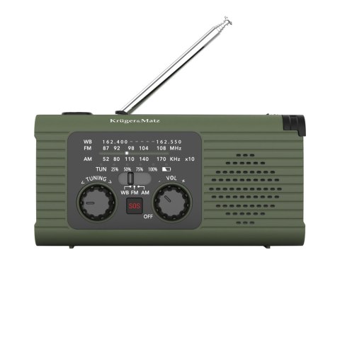 Radio solarne Krüger&Matz KM0836 AM/FM, powerbank 5000 mAh, dynamo, latarka, lampka i SOS