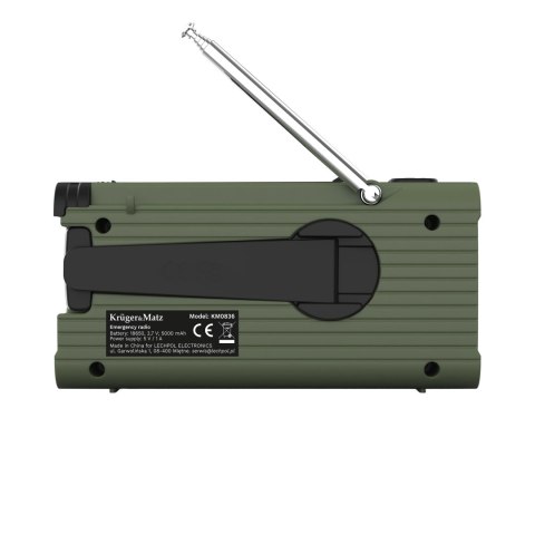 Radio solarne Krüger&Matz KM0836 AM/FM, powerbank 5000 mAh, dynamo, latarka, lampka i SOS