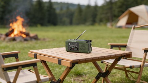 Radio solarne Krüger&Matz KM0836 AM/FM, powerbank 5000 mAh, dynamo, latarka, lampka i SOS