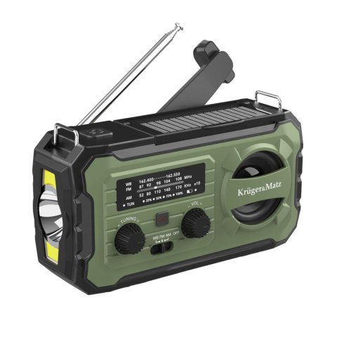 Radio solarne Krüger&Matz KM0837 AM/FM, powerbank 10000 mAh, dynamo, latarka, lampka i SOS