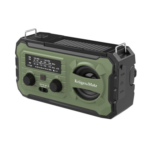 Radio solarne Krüger&Matz KM0837 AM/FM, powerbank 10000 mAh, dynamo, latarka, lampka i SOS