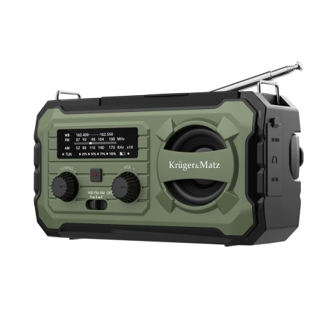 Radio solarne Krüger&Matz KM0837 AM/FM, powerbank 10000 mAh, dynamo, latarka, lampka i SOS