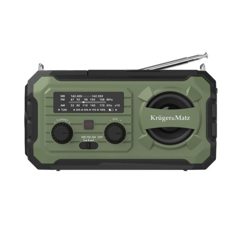 Radio solarne Krüger&Matz KM0837 AM/FM, powerbank 10000 mAh, dynamo, latarka, lampka i SOS