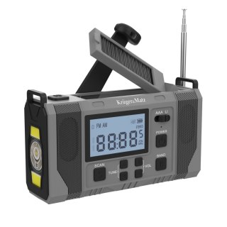 Radio solarne Krüger&Matz KM0838 AM/FM z LCD i SCAN, powerbank 10000 mAh, dynamo, latarka i SOS