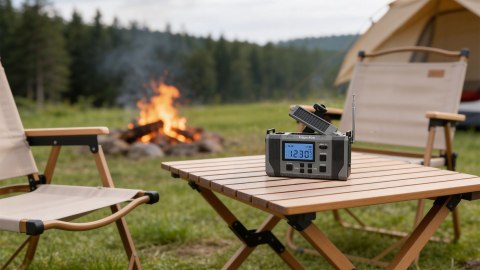 Radio solarne Krüger&Matz KM0838 AM/FM z LCD i SCAN, powerbank 10000 mAh, dynamo, latarka i SOS