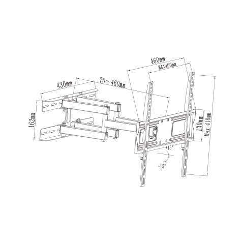 Ruchomy uchwyt ścienny Cabletech UCH0217 do TV 26-55 cali, VESA do 400×400, do 35 kg