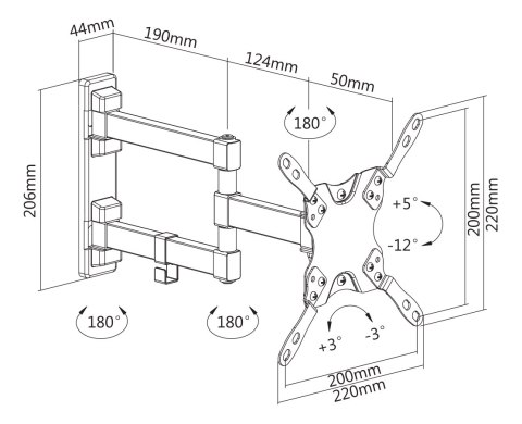 Ruchomy uchwyt ścienny Krüger&Matz KM1302 do TV 13-42 cali, VESA do 200×200, do 20 kg