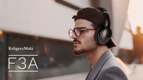 Słuchawki nauszne Krüger&Matz F3A KM0663, Bluetooth 5.0, ANC, mikrofon, USB-C i AUX